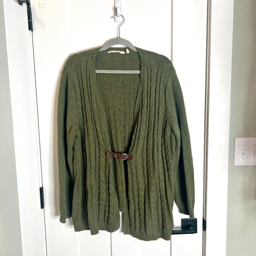 Soft Surroundings Olive Green Cardigan Sweater